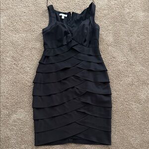London Times Black Layered Mini Dress